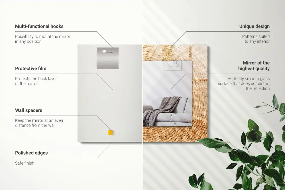 Rektangulär spegel med tryck Flätverk