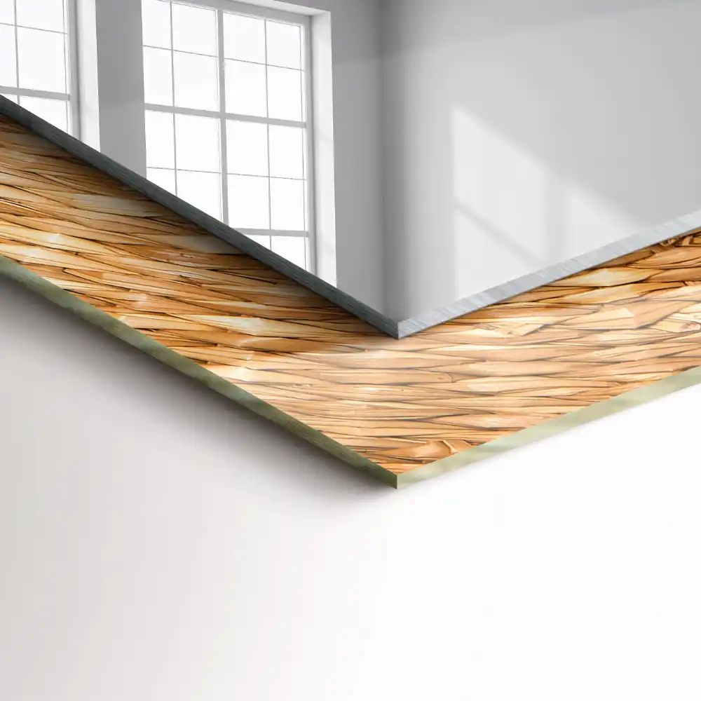 Rektangulär spegel med tryck Flätverk