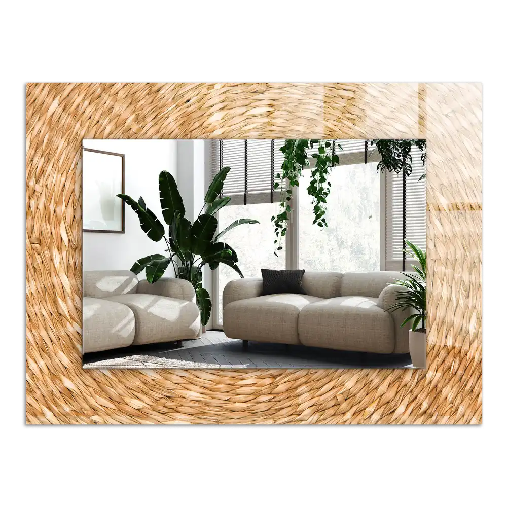 Rektangulär spegel med tryck Flätverk