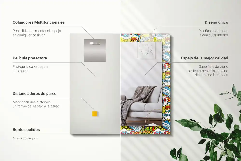 Dekorativ spegel med tryck Färgglada komiska pratbubblor