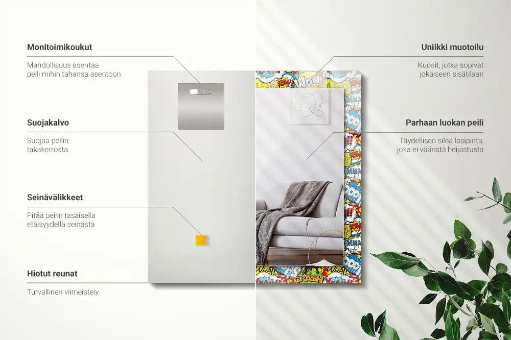 Dekorativ spegel med tryck Färgglada komiska pratbubblor