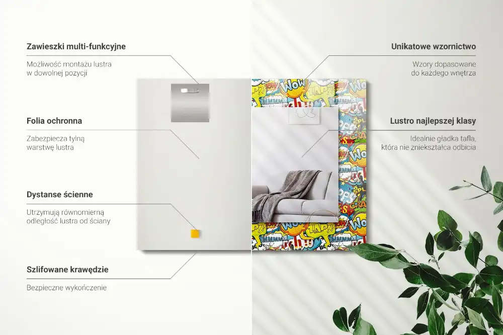 Dekorativ spegel med tryck Färgglada komiska pratbubblor