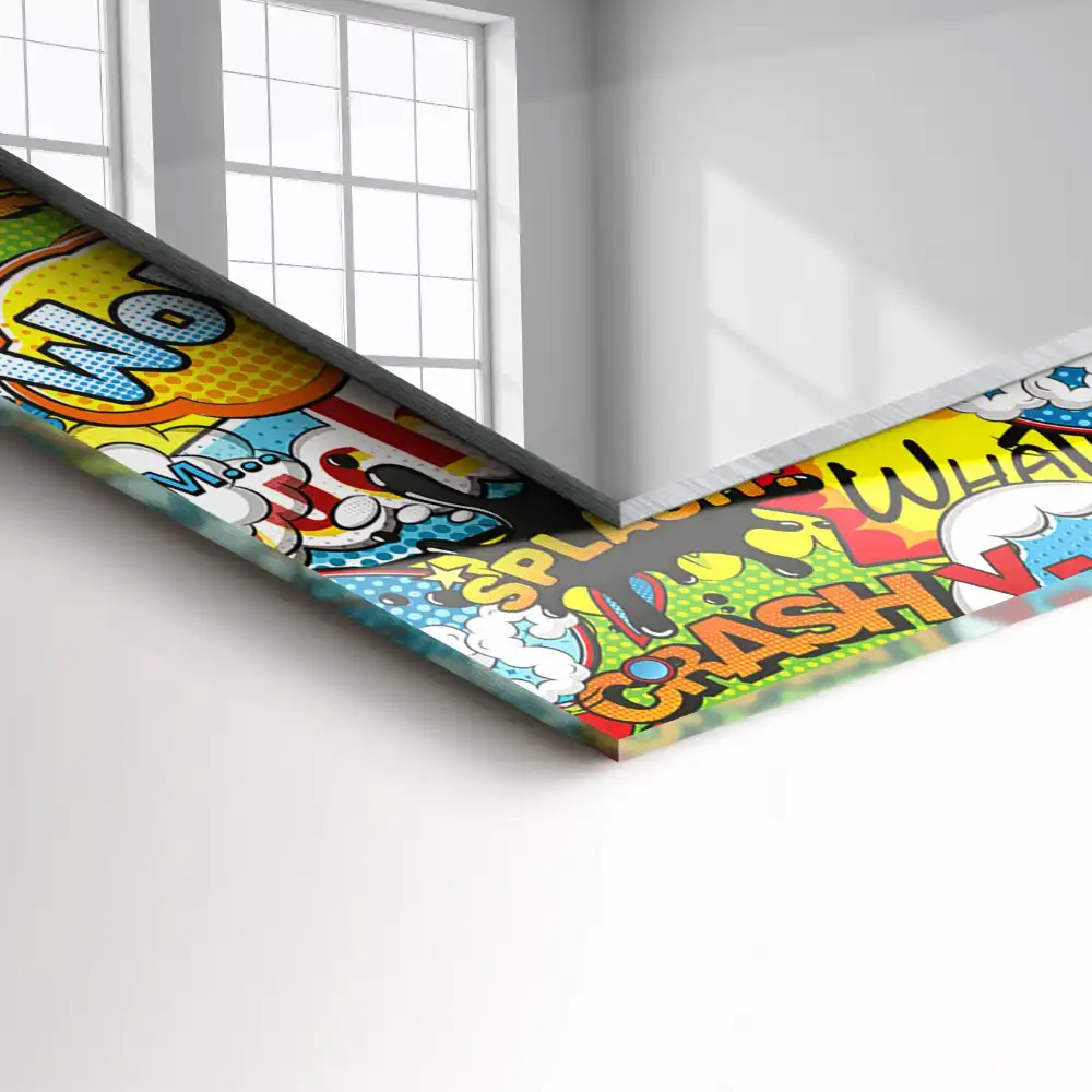 Dekorativ spegel med tryck Färgglada komiska pratbubblor