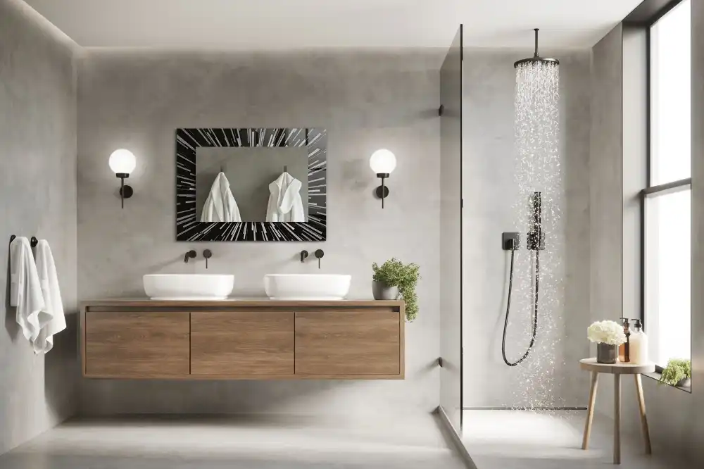 Rektangulär spegel med tryck Ljushastighetseffekt