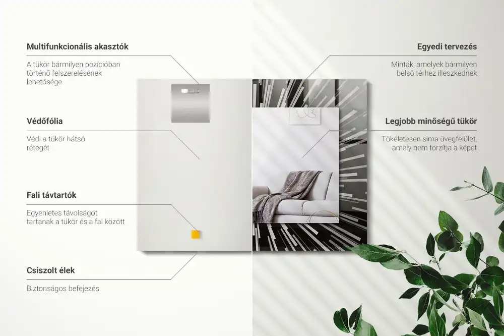 Rektangulär spegel med tryck Ljushastighetseffekt