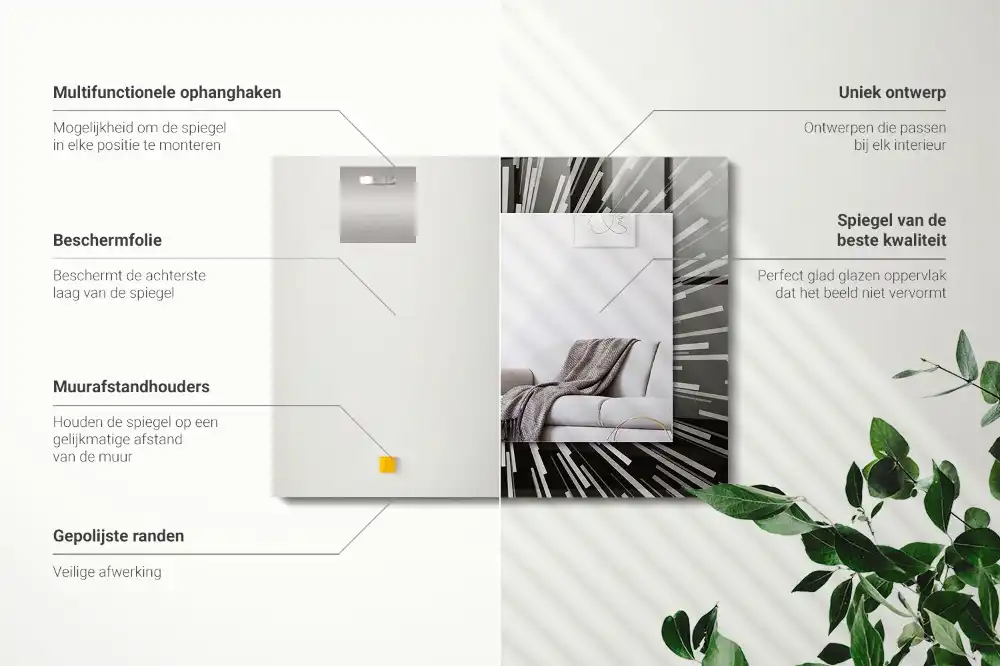 Rektangulär spegel med tryck Ljushastighetseffekt