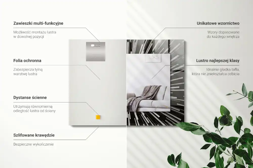 Rektangulär spegel med tryck Ljushastighetseffekt