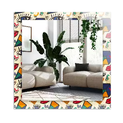 Dekorativ spegel med tryck Ögon, mun, former