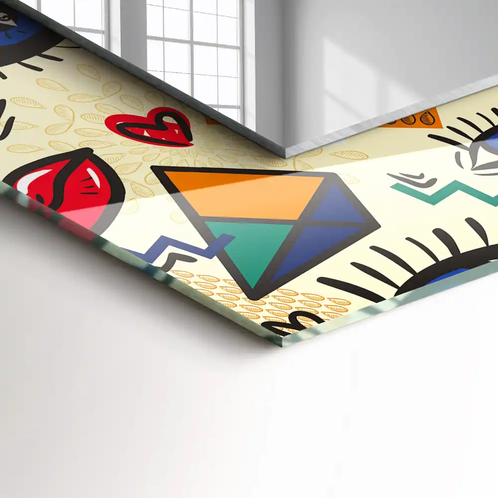 Dekorativ spegel med tryck Ögon, mun, former