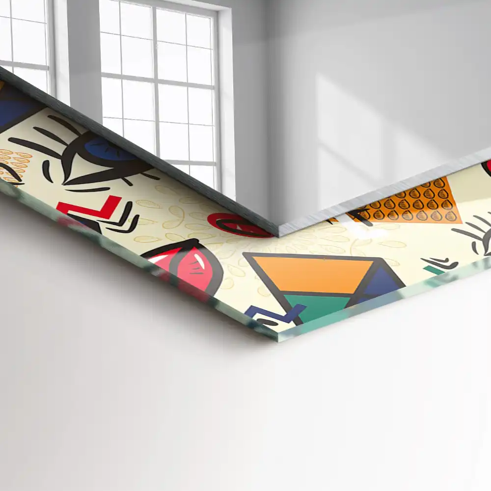 Dekorativ spegel med tryck Ögon, mun, former