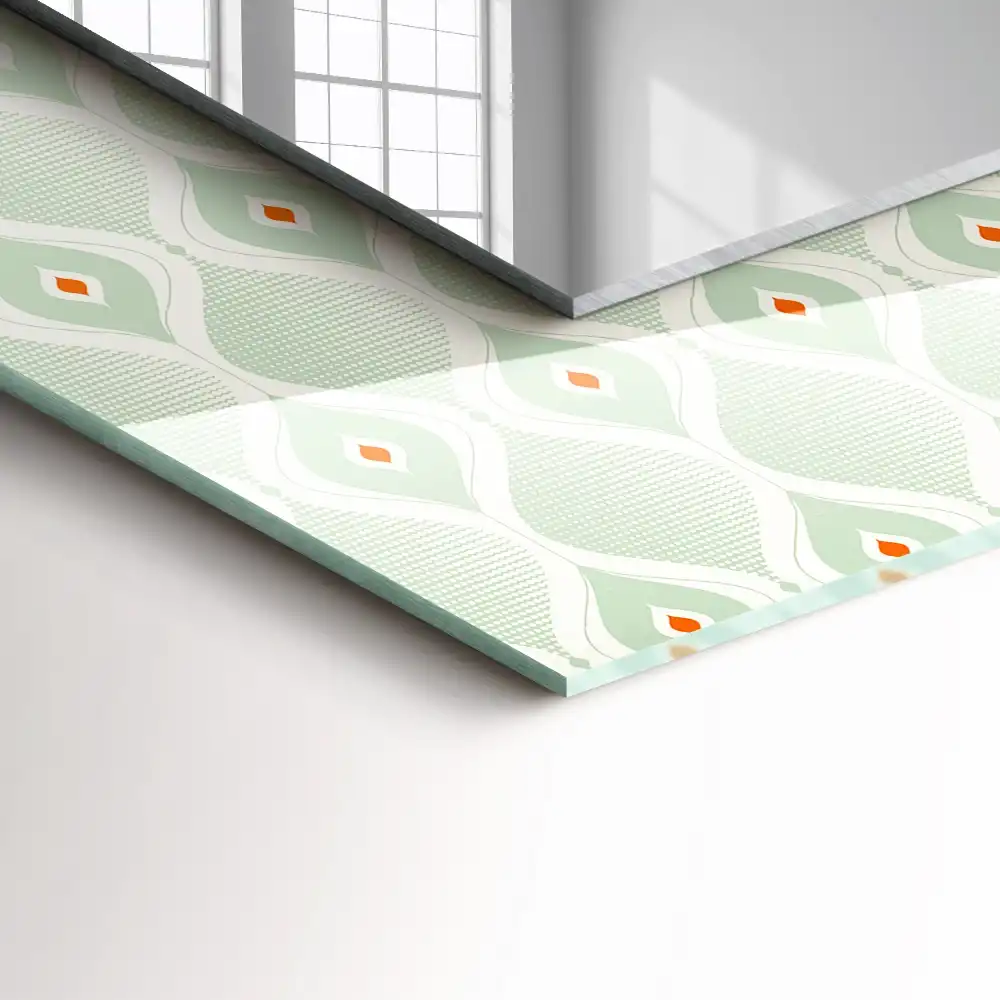 Rektangulär spegel med tryck Grönt geometriskt mönster