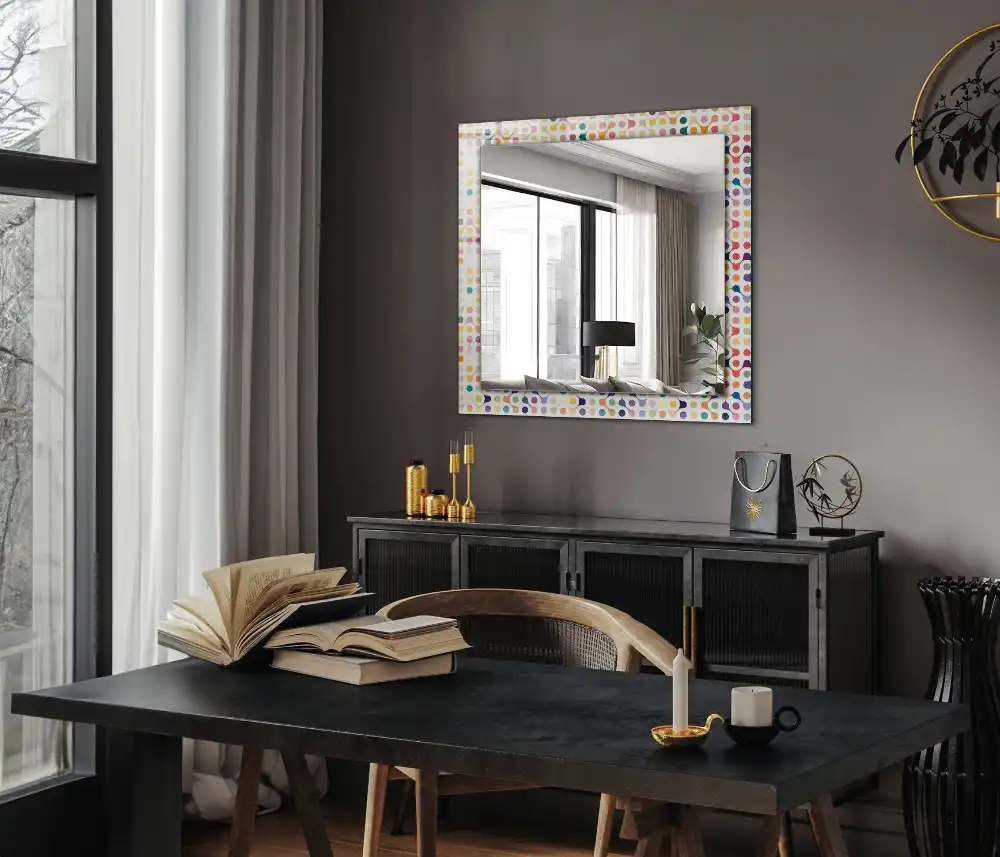 Dekorativ spegel med tryck Färgglada geometriska mönster