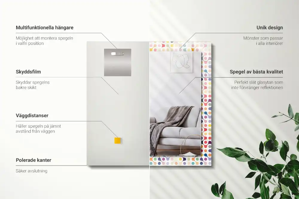 Dekorativ spegel med tryck Färgglada geometriska mönster