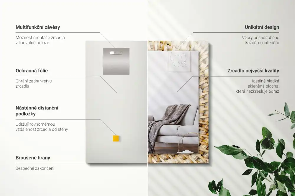 Dekorativ spegel med tryck Flätverk