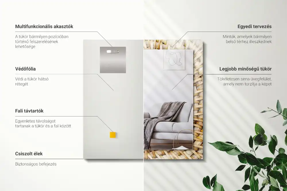 Dekorativ spegel med tryck Flätverk