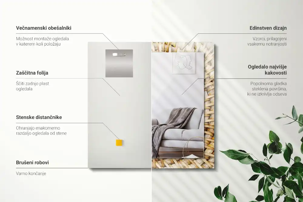 Dekorativ spegel med tryck Flätverk