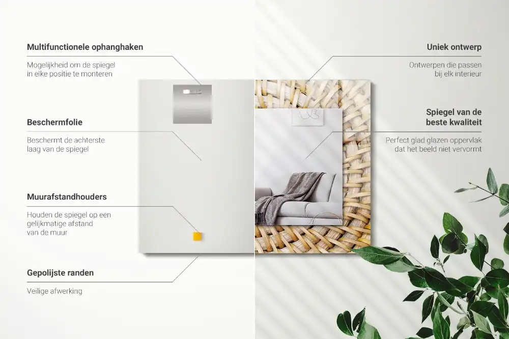 Dekorativ spegel med tryck Flätverk