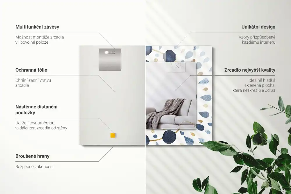 Dekorativ spegel med tryck Abstrakt mandala mönster
