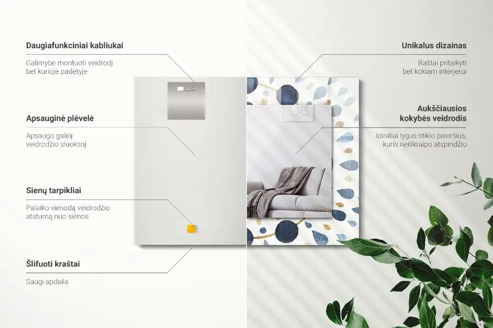 Dekorativ spegel med tryck Abstrakt mandala mönster