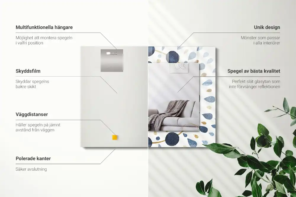 Dekorativ spegel med tryck Abstrakt mandala mönster