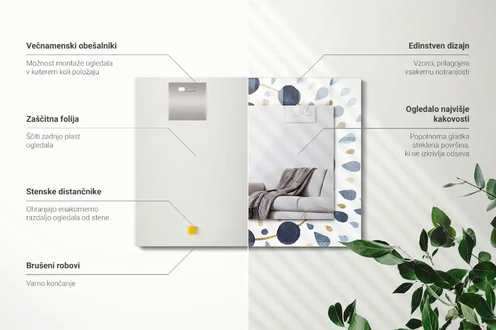 Dekorativ spegel med tryck Abstrakt mandala mönster