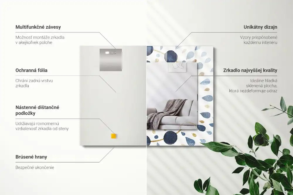 Dekorativ spegel med tryck Abstrakt mandala mönster