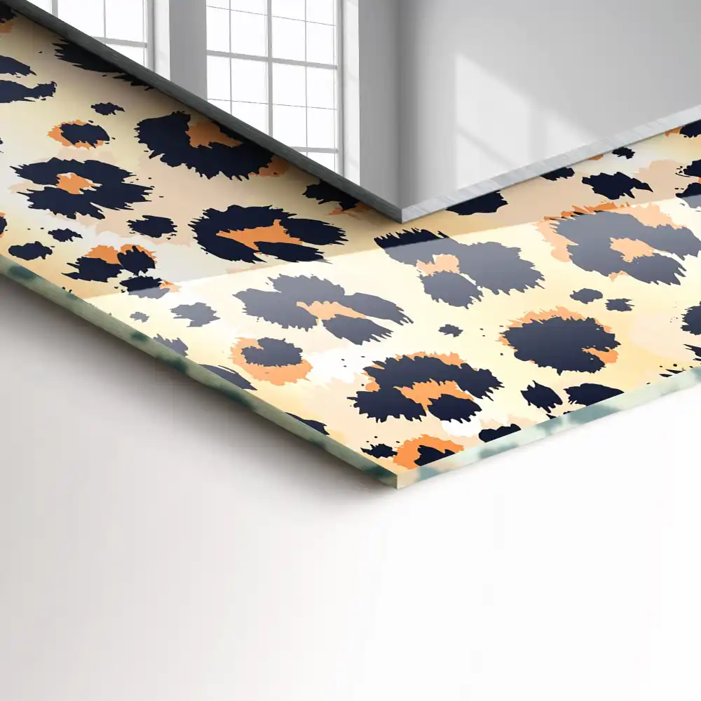 Rektangulär spegel med tryck Leopardmönster