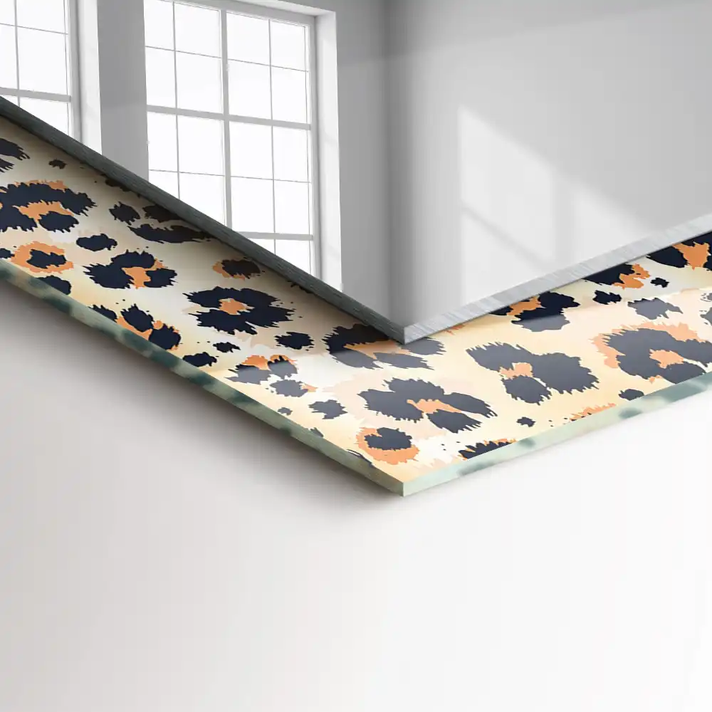Rektangulär spegel med tryck Leopardmönster