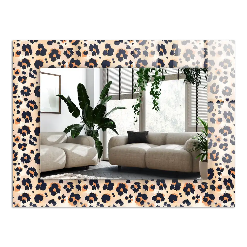 Rektangulär spegel med tryck Leopardmönster