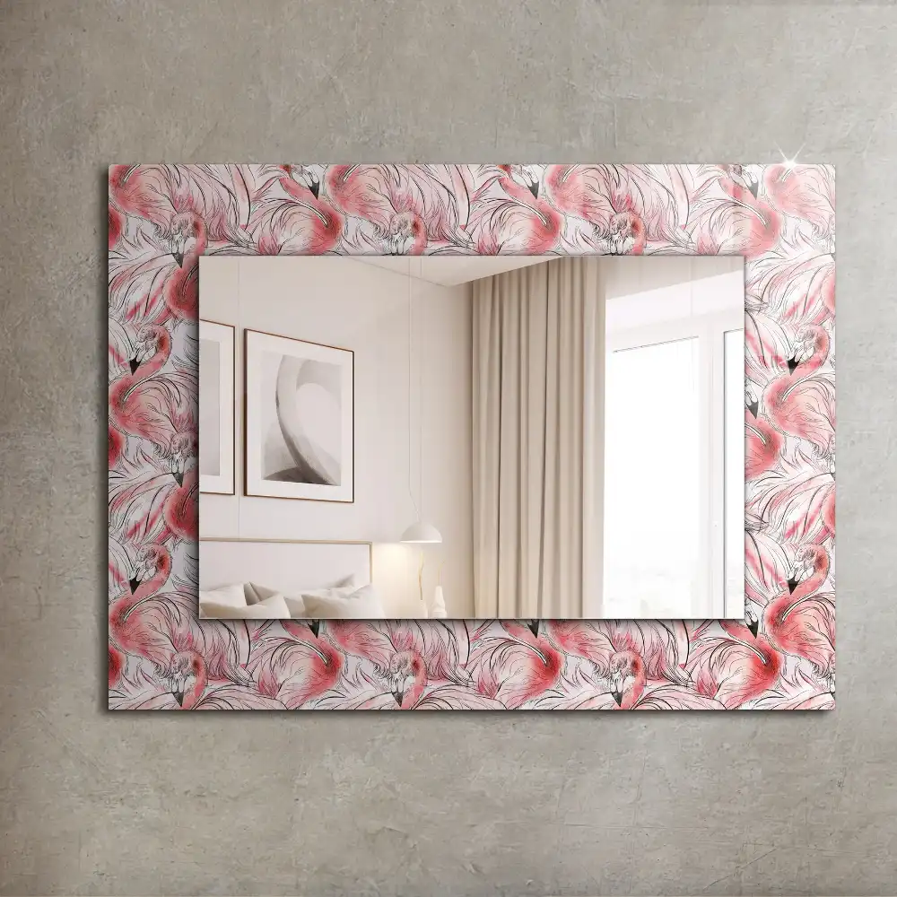Rektangulär spegel med tryck Rosa flamingos