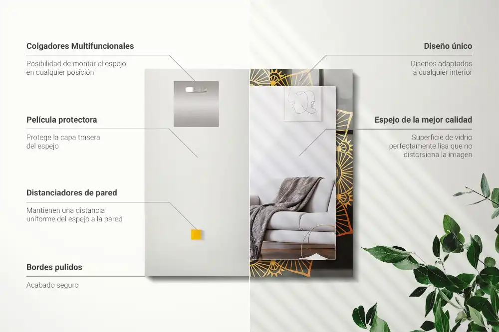 Dekorativ spegel med tryck mandala mönster