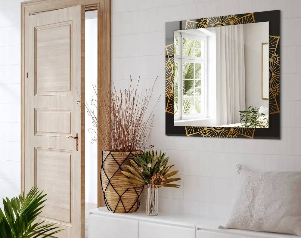 Dekorativ spegel med tryck mandala mönster