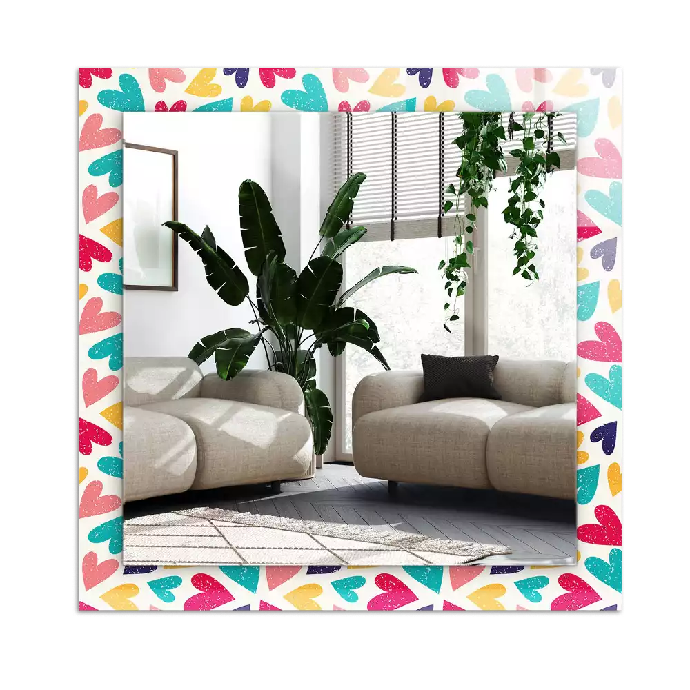 Rektangulär spegel med tryck Färgglada hjärtan mönster