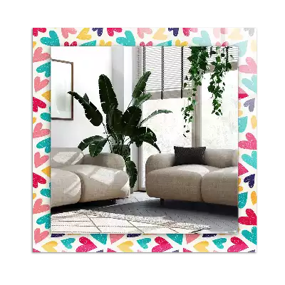 Rektangulär spegel med tryck Färgglada hjärtan mönster