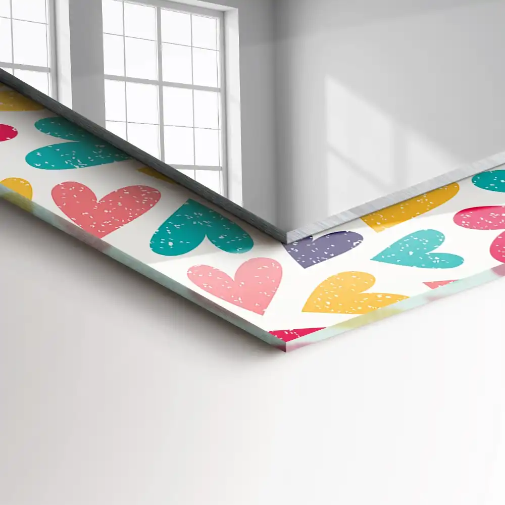 Rektangulär spegel med tryck Färgglada hjärtan mönster