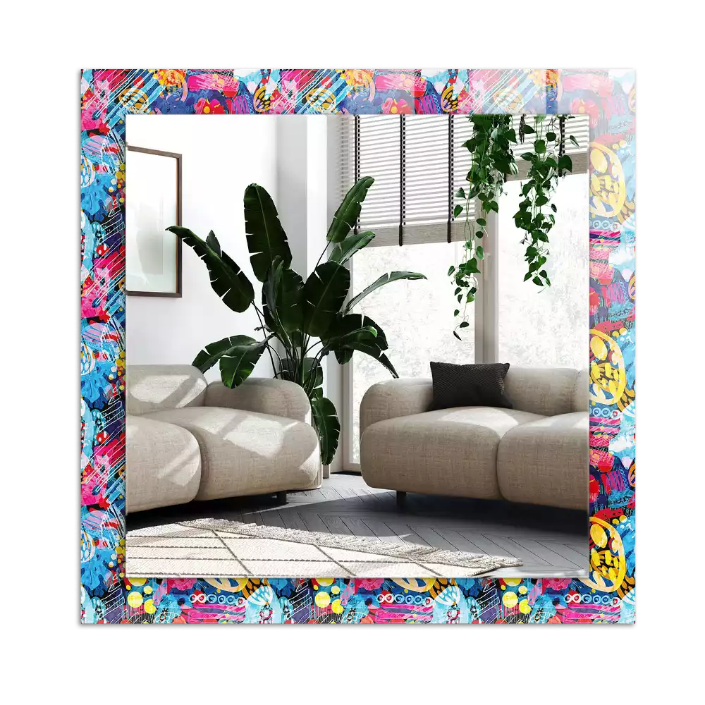 Rektangulär spegel med tryck Färgglada abstrakt mönster