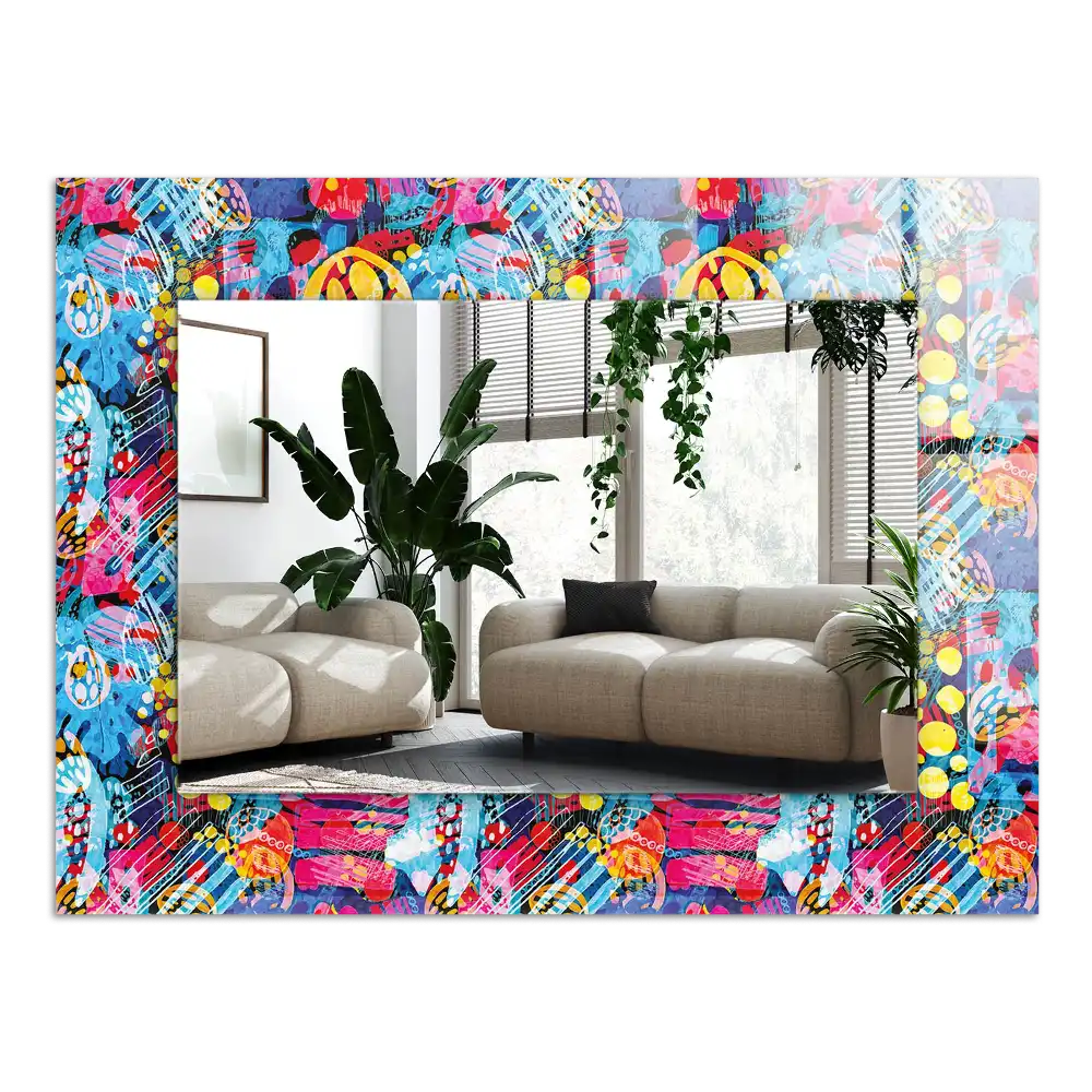 Rektangulär spegel med tryck Färgglada abstrakt mönster