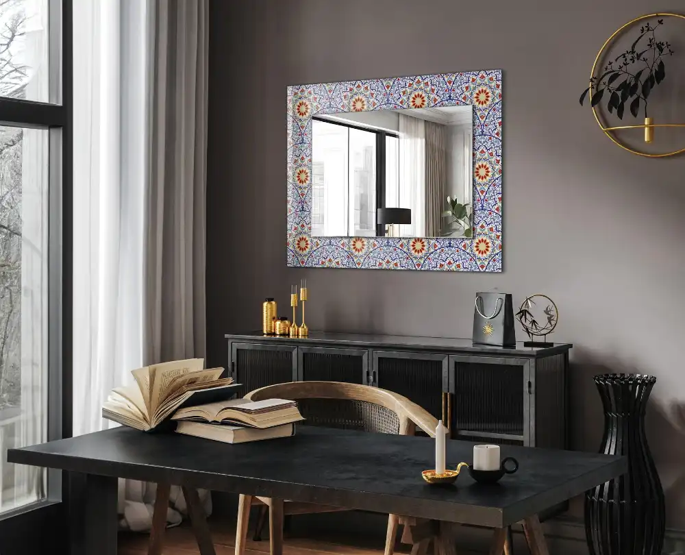 Rektangulär spegel med tryck Mandalas