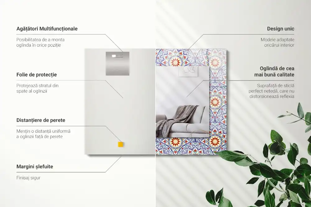 Rektangulär spegel med tryck Mandalas