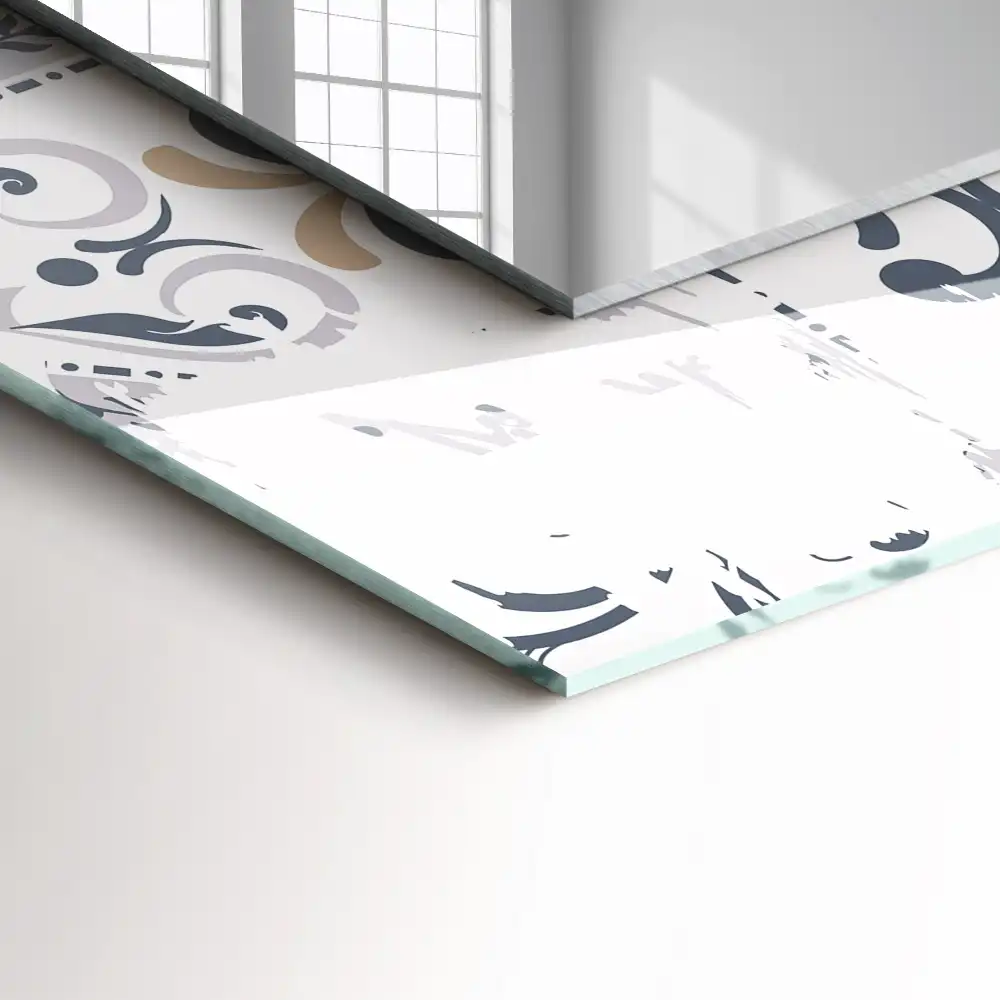 Rektangulär spegel med tryck Kakelmönster ornament