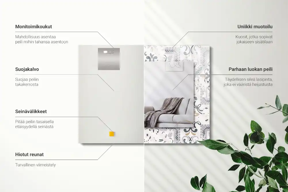 Rektangulär spegel med tryck Kakelmönster ornament