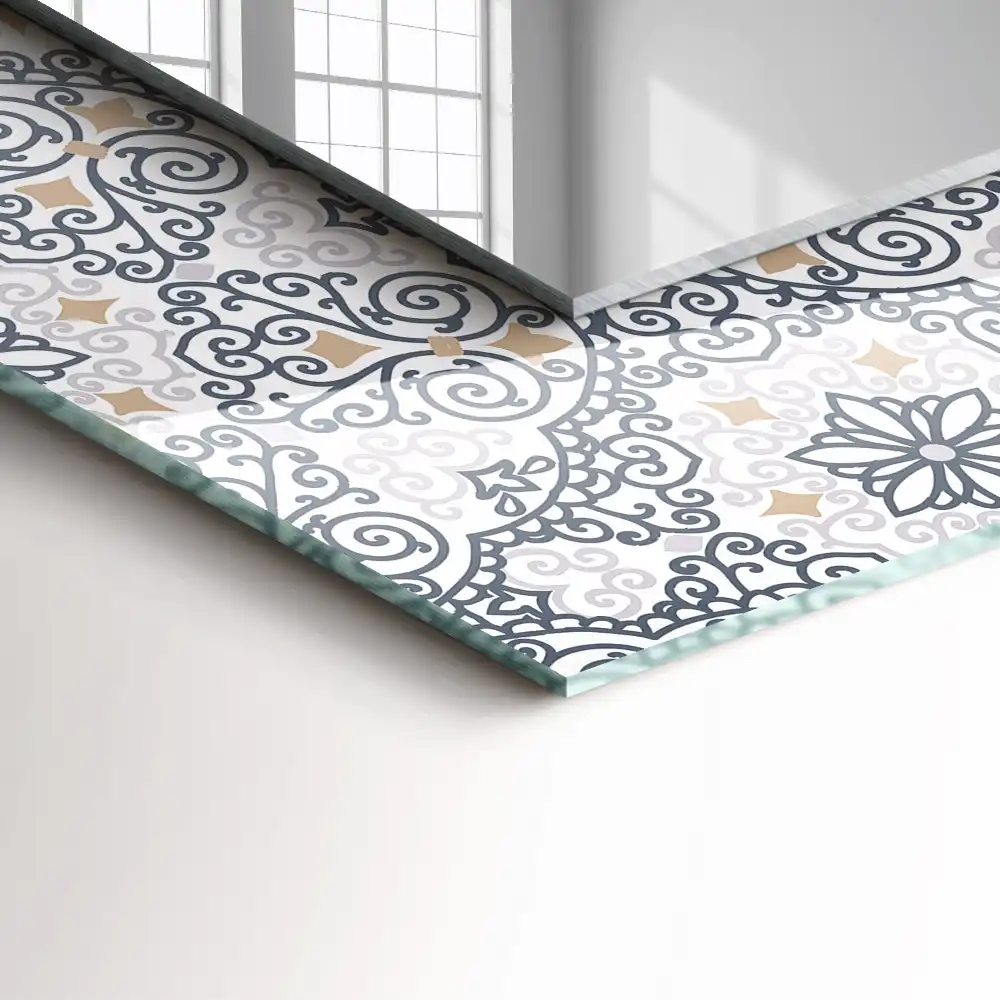 Rektangulär spegel med tryck Prydnadsmönster