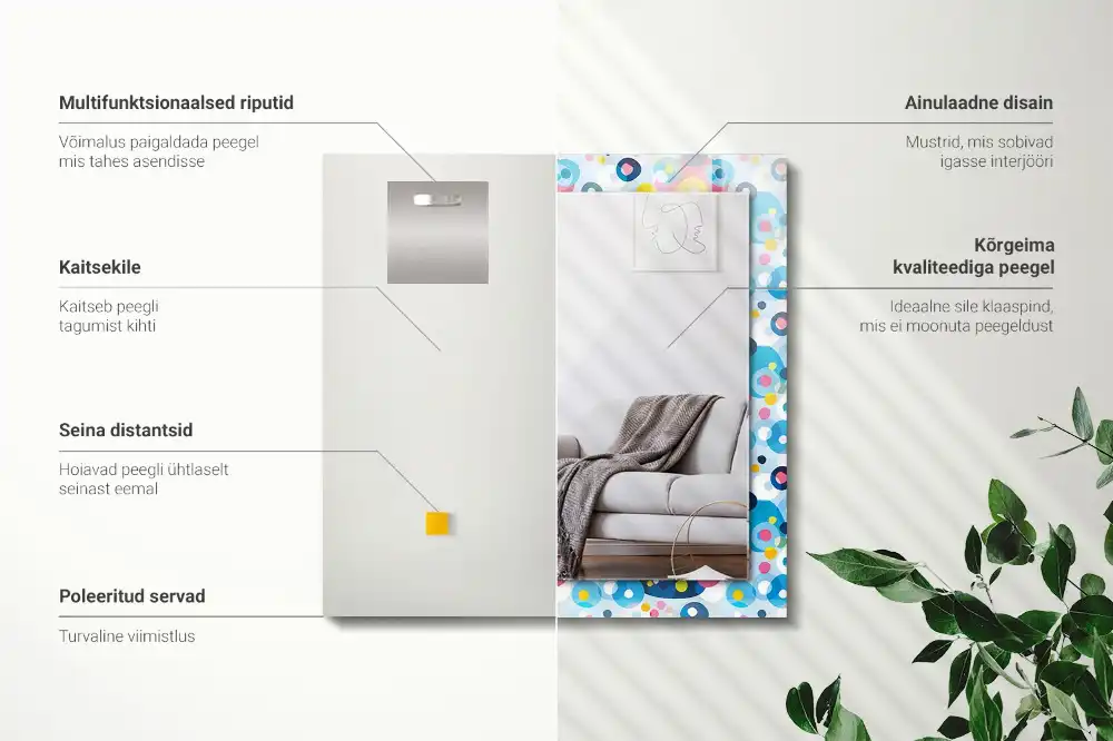 Rektangulär spegel med tryck Färgglada abstrakta mönster