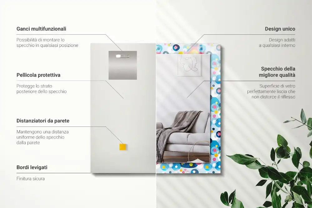 Rektangulär spegel med tryck Färgglada abstrakta mönster