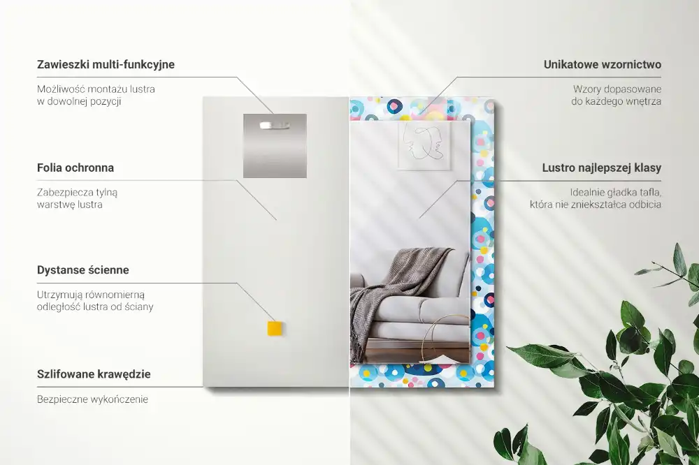 Rektangulär spegel med tryck Färgglada abstrakta mönster