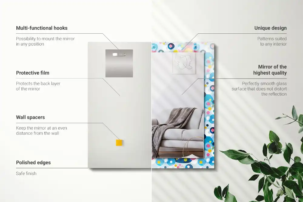 Rektangulär spegel med tryck Färgglada abstrakta mönster