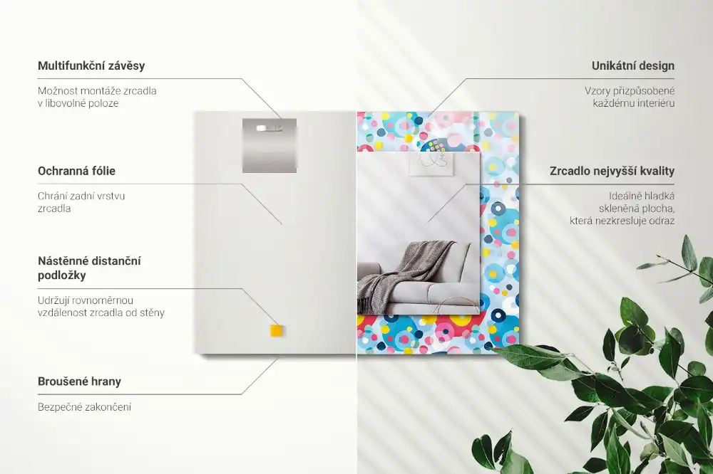 Rektangulär spegel med tryck Färgglada abstrakta mönster