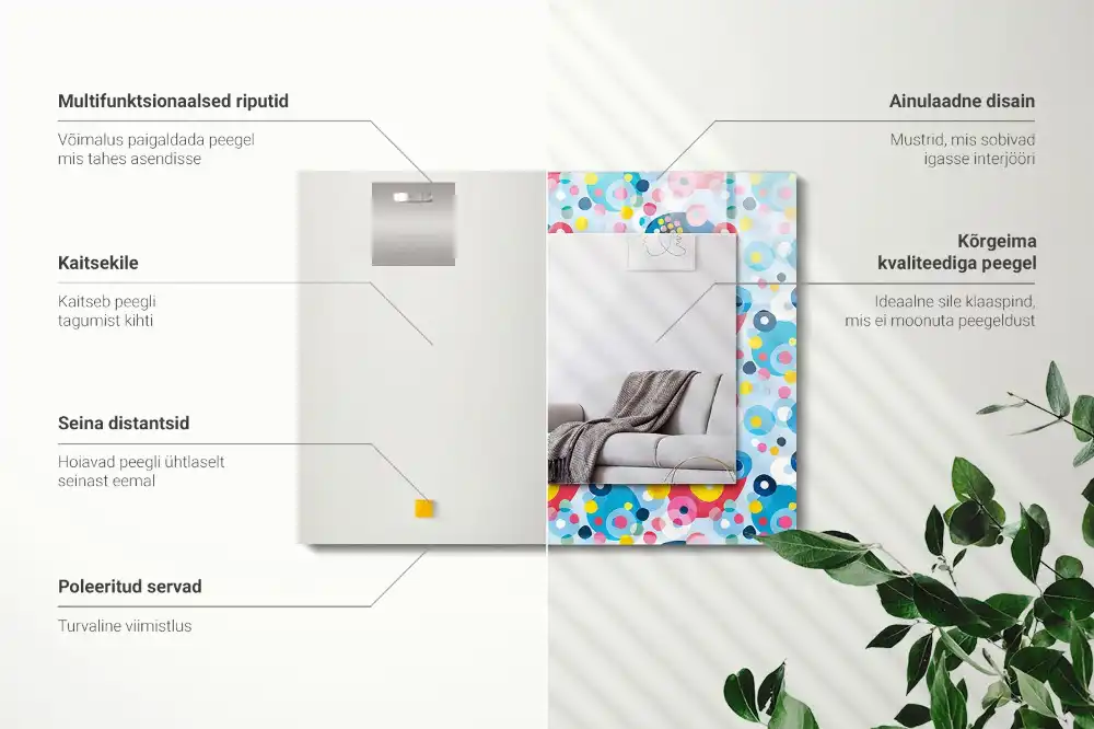 Rektangulär spegel med tryck Färgglada abstrakta mönster