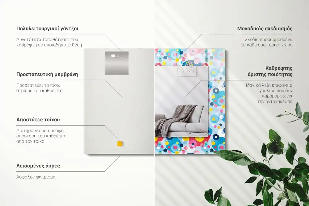 Rektangulär spegel med tryck Färgglada abstrakta mönster