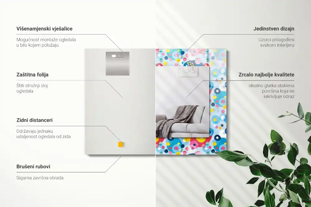 Rektangulär spegel med tryck Färgglada abstrakta mönster